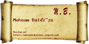 Mehsam Balázs névjegykártya